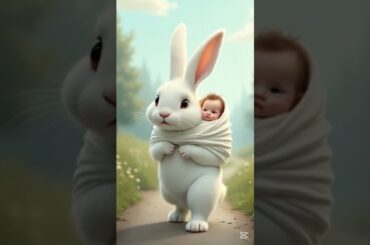 A rabbit helped baby #rabbit #baby #cute #viralvideo