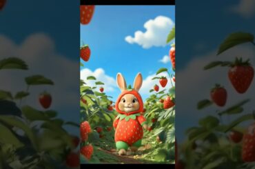 strawberries cute rabbit. Cute pet debut plan. Pastoral cute pet. cute pet in the countryside