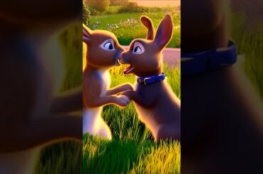 Rabbit rescue a puppy #shorts #cute #rabbit #animals #Rabbit's Journey