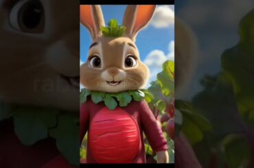 cute Rabbit red beetroot. Cute pet debut plan. Pastoral cute pet. cute pet in the countryside