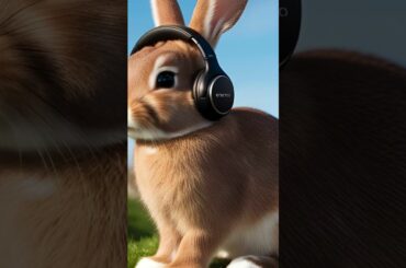 Relaxing Bunny Listening To Music | Cute Rabbit Wearing Headset