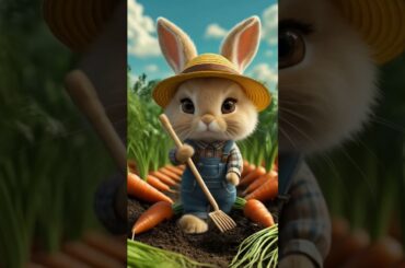 Cute Bunny farmer #carrots #farm #singing #aptapt #apt #song #shorts #viral #cute #pets #bunny