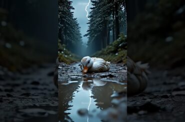 Cute rabbit saved poor duck in rain #shorts #rabbit #happy #help #funny #cute #duck #rabbitrescue