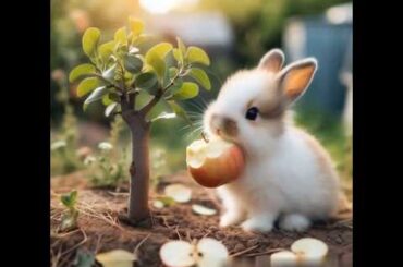 cute bunny eating apple #cute #rabbit #animals #pets #cuteanimals