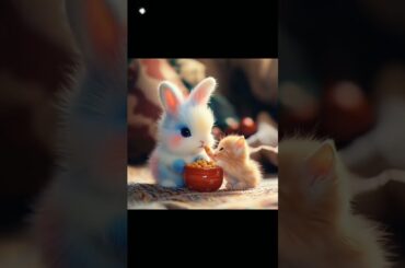 The Cute Little Rabbit and Kitten | #cuterabbit #shorts #animals