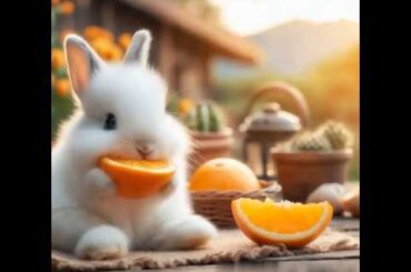 cute rabbit eating orange #rabbit #mycuterabbit #cute #pets #animals