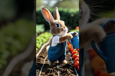 Cute Rabbit planting vegetables #mycuterabbit #mybunny #cute #rabbit #cutenessoverload #cutebunny