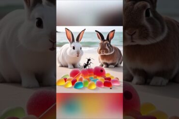 cute Rabbit eating gummy bee ant dolphin #shorts #rabbit