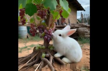 cute rabbit is eating grapes #cute #animals #rabbit #pets #shorts