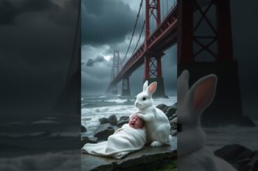 the brave and kind rabbit helps the cute baby #ai #artificialintelligence #cute #aicat