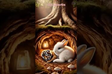 cute rabbit saves poor little tiger cub pt-2 #shorts#animalshorts #viralvideo