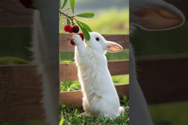 Rabbit eats sweet and sour bayberry, cute pet debut plan, rabbit, pastoral cute pet