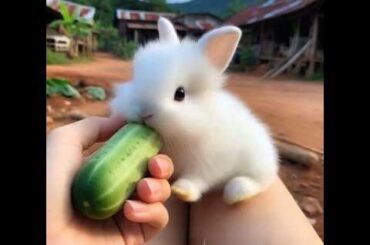 cute rabbit eating cucumber #cute #animals #rabbit #pets #cuteanimal