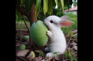 cute rabbit eating mango #rabbit #mycuterabbit #cute #animals #pets