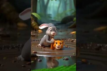 A little cute rabbit save the lion's Cub#RabbitRescue #CuteAnimals#AnimalRescue