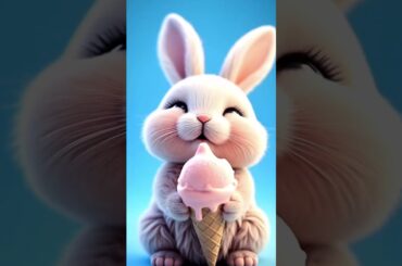 Cute Bunny | Eats Ice Cream #shortvideo  #icecream #fy #sweet #rabbiteating #bunnygif #vibe #animal