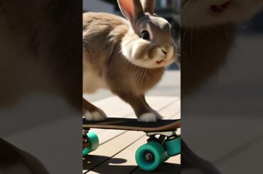 Bunny Skateboarding Adventure - Cute Rabbit Roller Fun | Funny Pet Tricks