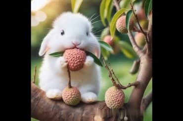 cute rabbit eating lychee on the tree #rabbit #mycuterabbit #cute #animals #cutebunny