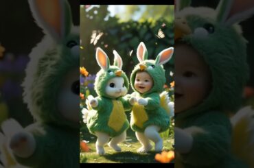 cute baby love green rabbit. Cute pet debut plan. Pastoral cute pet. cute pet in the countryside
