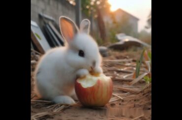 Cute rabbit eating apple #rabbit #mycuterabbit #cute #animals