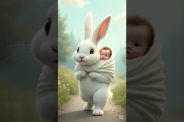 Rabbit saved to baby #funny #animal #rabbits #viralvideo #shorts #baby #bunny