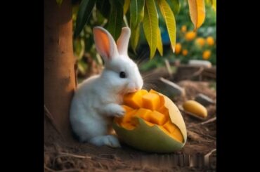 rabbit eating mango #rabbit #mycuterabbit #cute #animals
