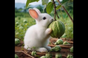 a cute rabbit eating guava #rabbit #cute #animals #shorts #pets #youtube