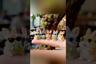 Healing Slow Motion: Bunny’s Tender Moment Sniffing Tree Grapes #cute #rabbit #pets #ai #shorts
