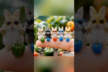 Dye Sadness Blue with Peppers, Bunny Crunches Out Sunshine #cute #rabbit #pets #ai #shorts