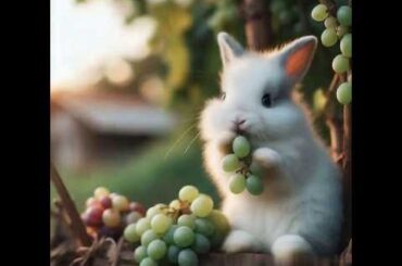 cute bunny eating grapes #cute #rabbit #animals #bunny