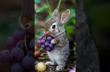 "This Bunny and Grapes Will Melt Your Heart!"#ytshorts #cute #rabbit #shots