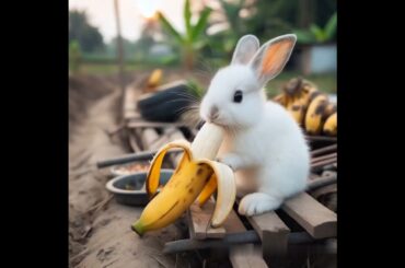 cute rabbit eating banana #cute #rabbit #animals #pets
