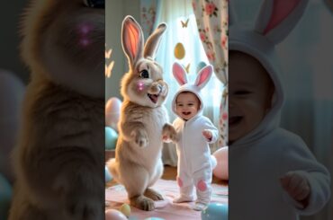 Baby Dances with Bunny-Cuteness Overload #cute #baby #babies #dance #babybunny #dancebaby #cuteness
