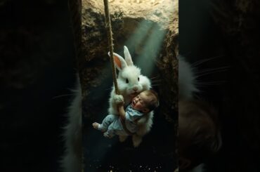 Rabbit Saves Baby from Borewell #animalrescue #rabbitrescue #cute #rabbit #funny #animals #animation
