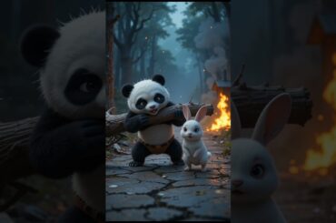 Brave baby panda saves a rabbit from danger. A moment of pure heart#pandahero #cuteanimals #shorts