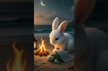 A cute Rabbit Saves Baby Tortoise #shorts #ai #RabbitRescue #CuteAnimals #AnimalRescue #tortoise