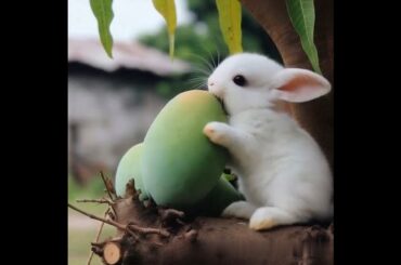 cute rabbit eating mango #rabbit #mycuterabbit #pets #cute