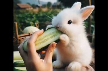 cute rabbit eating cucumber #rabbit #cute #animals #pets