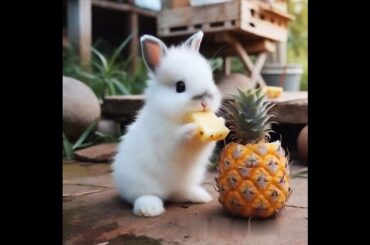 cute bunny eating pineapple #cute #rabbit #animals #bunny #pets