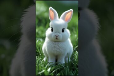A white fluffy rabbit on the lawn #CuteRabbit #FluffyRabbit #WhiteRabbit #SpringVibes