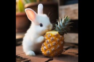 cute rabbit eating pineapple #cute #rabbit #animals #pets