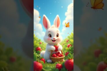 cute rabbit strawberries. Cute pet debut plan. Pastoral cute pet. cute pet in the countryside