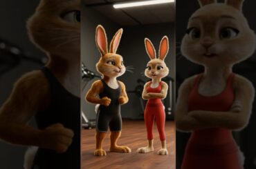 A bunny workout at the gym #cutebunny #bunny  #animalshorts #ai