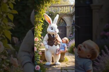 Rabbit Holding human baby #cute #baby #rabbit
