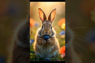 cute rabbit eat blueberries #cuterabbit #cutepet #aigenerated