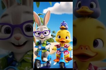 cute rabbit with yellow duck dan Cute pet debut plan. Pastoral cute pet. cute pet in the countryside