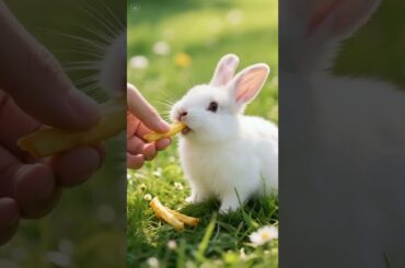 Rabbits eat French fries. #cute #rabbit #funny