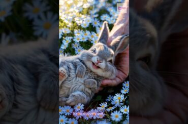 Pure Joy Bunny's Laughter in a Sea of Blue Flowers #cute #rabbit #animals #funny #shorts #shortsfeed