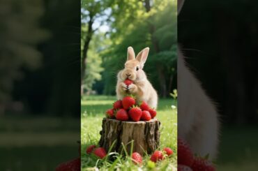 The rabbit eats strawberries. #cute #rabbit #funny