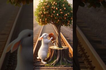 Rabbit pours water on the plum plant on the railway track #ai #rabbit #rabbits #cute #shorts